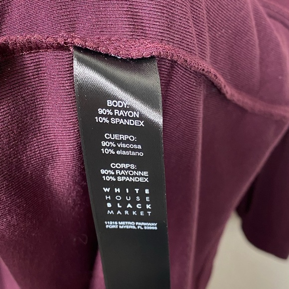 White House black market ruffle cold shoulder sheath dress Large cabernet color - Picture 7 of 9